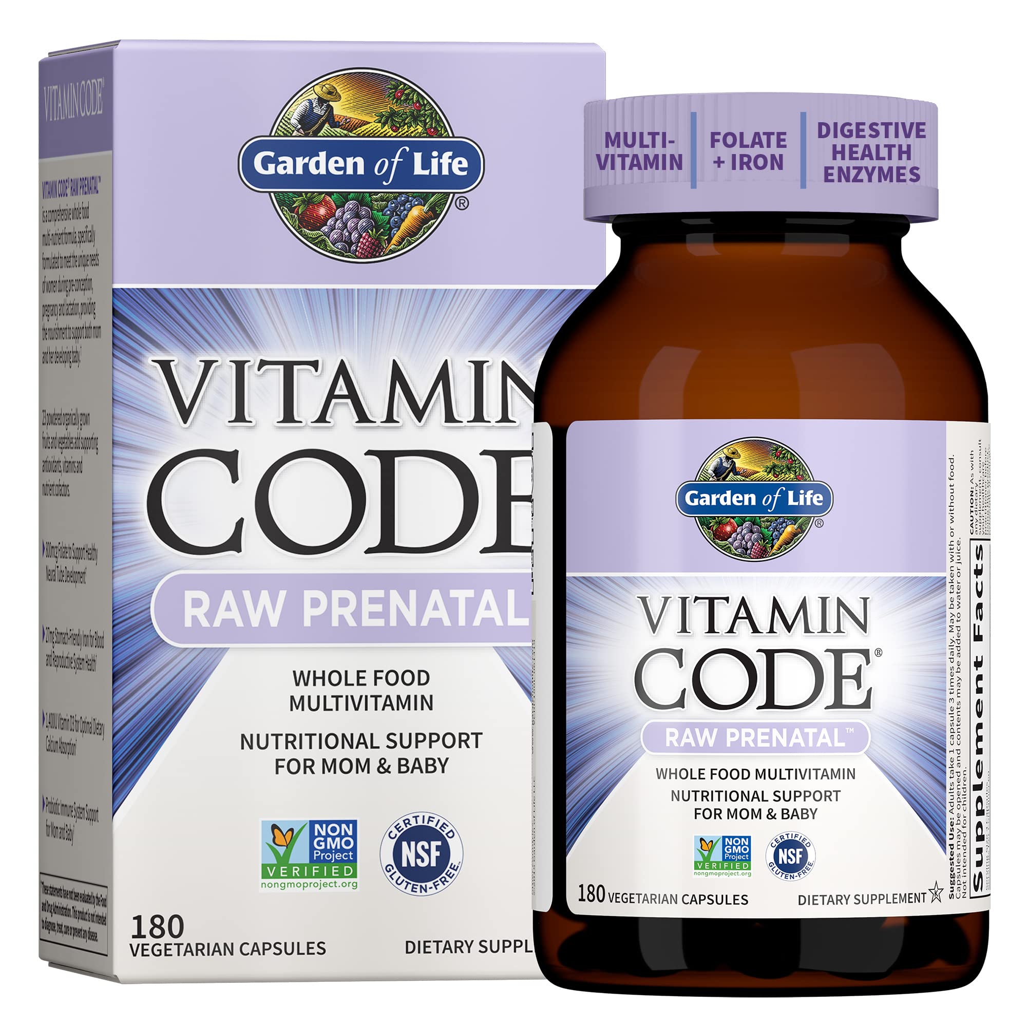 Amazon.com: Garden of Life Vitamin Código RAW Prenatal, 101811, 1